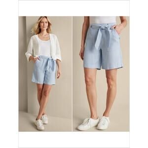 SOFT SURROUNDINGS NWT Ojai Shorts Linen-Blend Pull-On Shorts Size M Light Blue